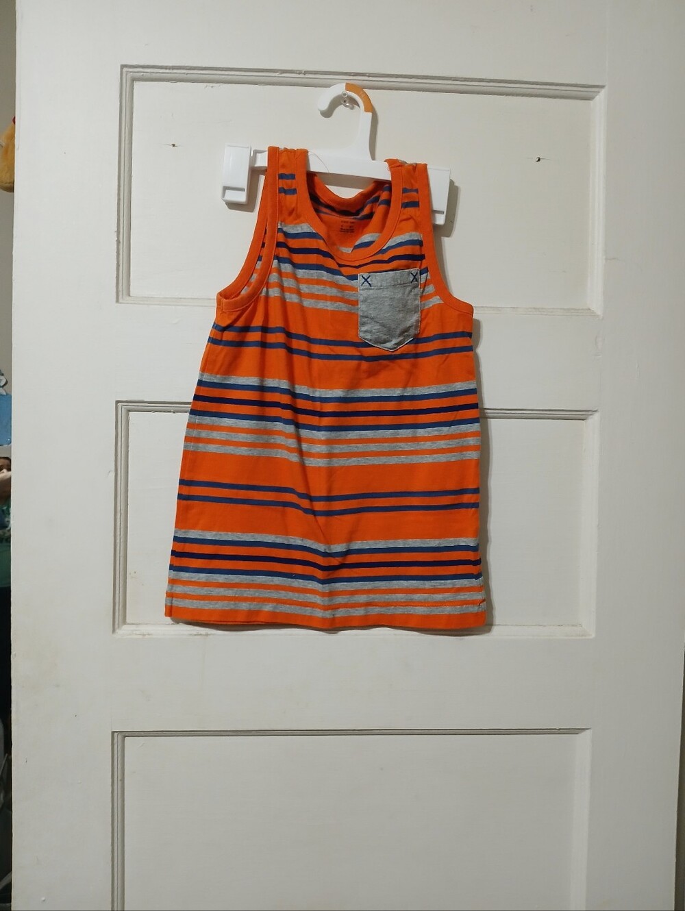Kids Orange Striped Tank Top with Chest